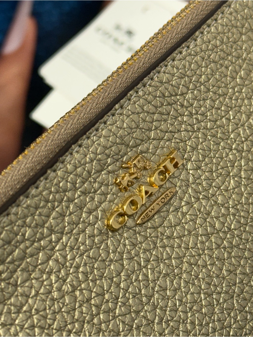 (new+tag) Coach Leather Gold Leather Double Zip Wristlet Fit Large iPhone ProMax - Picture 2 of 10